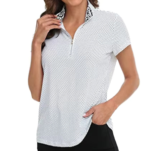 Haut décontracté pour femme JAC22 K1052B, manches courtes, en coton tricoté uni, col à revers, boutons, automne - Product Image 3