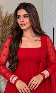 ชุดเดรส Anarkali Salwar Kameez ผ้าจอร์เจตต์เทียมสุดหรู ทรงหลวมยาวคลุมเท้า แขนยาว ทรงเอไลน์ แต่งลูกไม้ แห้งเร็ว ใส่ได้ทุกโอกาส - Product Image 2