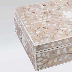 Boîte de rangement de luxe faite à la main avec incrustation de nacre, élégante boîte à bijoux en mosaïque pour bagues, boucles d'oreilles, bracelets, accessoires - Product Image 5