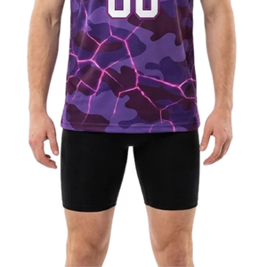 Conjunto de camiseta y pantalones cortos de baloncesto para hombre, cuello en V, sin mangas, estampado abstracto, nombre del equipo, número, uniforme para adultos, 100% poliéster, secado rápido - Product Image 5