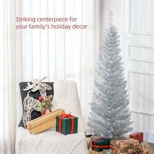 Albero di Natale Artificiale Realistico e Sottile con Supporto in Plastica e Punte delle Rami in Plastica - Product Image 5