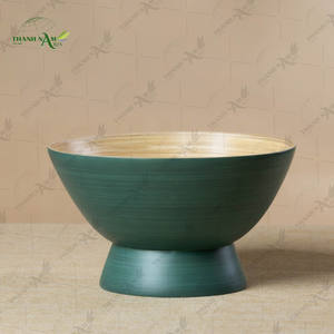 Bol sur pied long en bambou fait à la main, bol décoratif écologique pour servir à la maison, au restaurant, à l'hôtel - Product Image 5