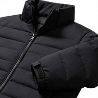 Blouson Bomber Homme Personnalisé à Col Montant, Matelassé et Rembourré, Manteau d'Hiver Coupe-Vent Chaud pour l'Extérieur, Doudoune Noire pour Homme