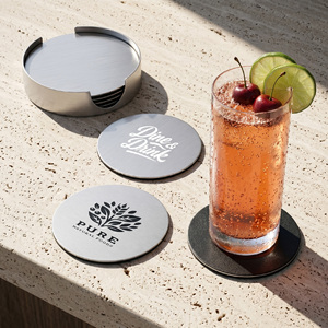 Ensemble de sous-verres personnalisés réutilisables écologiques modernes en acier inoxydable avec support pour les fournitures de bar et l'équipement de restaurant - Product Image 6