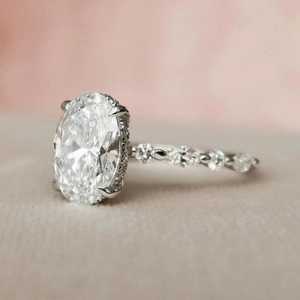 Anillo de Compromiso con Diamante de Corte Ovalado de 1.50 Quilates, Claridad VS1, Color F, Oro Blanco de 10K, Certificado IGI, Diamante Blanco CVD para Joyería - Product Image 2