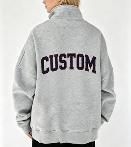 Sweat-shirt d'hiver uni respirant style universitaire à col roulé en tissu polaire décontracté avec lettres brodées sur le devant pour OEM - Product Image 3