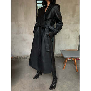 Gabardina de Cuero Sintético para Mujer, Chaqueta Elegante con Cuello Solapa, Prenda Exterior Estilosa para Otoño e Invierno, Moda Urbana - Product Image 5