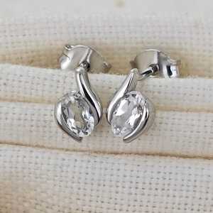 White Topaz <b>Studs</b> Contemporary Elegant Everyday Wear Jewelry - Product Image 4