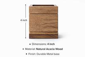 Porte-stylos en bois fait main, organisateur de bureau minimaliste, type sur pied, à un seul niveau, support de rangement multifonctionnel en bois pour usage au bureau - Product Image 5