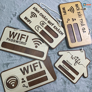 Plaque murale personnalisée en bois rustique pour mot de passe Wi-Fi – Décoration pour maison, café, bureau - Product Image 2