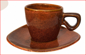 Tasse à café et soucoupe en porcelaine marron vintage, vaisselle en céramique émaillée réactive pour café et restaurant - Product Image 6