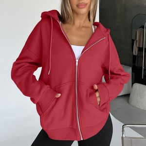 Women's Oversized <b>Zip</b> Hoodie 100% Cotton Printed Lined Full <b>Zip</b> <b>Hooded</b> Sweatshirt Casual Fleece Jacket Kangaroo Pockets - Product Image 4