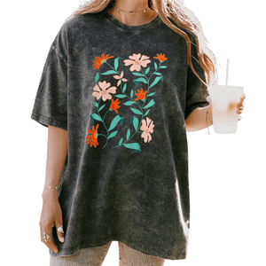Camiseta al por mayor con logotipo personalizado OEM para mujer, estilo casual retro de verano, con estampado gráfico, 100% algodón, gruesa, 240 GSM - Product Image 2
