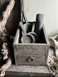 Rustic <b>Small</b> Wooden <b>Storage</b> Bin with <b>Drawer</b> Handmade Vintage Organizer Box Decorative Home <b>Storage</b> Furniture for Living Room - Product Image 3