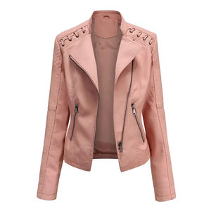 Chaqueta de Cuero para Mujer, Diseño Personalizado OEM de Alta Demanda, Transpirable, Ecológica, Resistente al Viento, de Secado Rápido, Diseño Sólido - Product Image 5