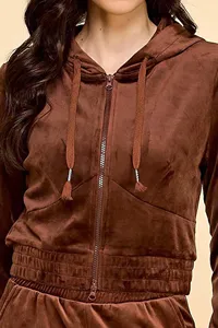 Nouvel arrivage : Survêtement en velours personnalisé pour femme – Ensemble 2 pièces avec veste zippée et pantalon en velours – Vêtements pour femme - Product Image 4