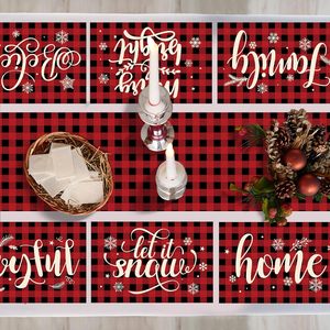 <b>Red</b> Black Plaid Christmas Table <b>Runner</b> Rectangle Washable Country Style Holiday Decor For Kitchen Dining Table - Product Image 3