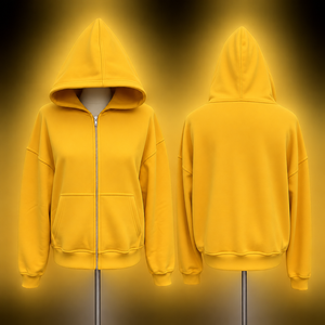 เสื้อฮู้ดซิปผู้ชายไล่เฉดสีทรงโอเวอร์ไซส์สไตล์ลำลองสำหรับฤดูใบไม้ร่วง แขนยาว ดีไซน์กระเป๋าเสื้อแบบถัก - Product Image 5