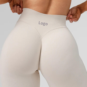 Legging de yoga côtelé en spandex à taille haute pour femme, avec logo personnalisé, pour le sport, la gym et le fitness, effet push-up, collection 2025 - Product Image 6
