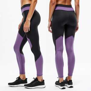 Mid Waist Full-Length Yoga <b>Leggings</b> Solid Pattern Contrast <b>Stitch</b> Pockets Four-Way Stretch Spandex Polyester Windproof - Product Image 1