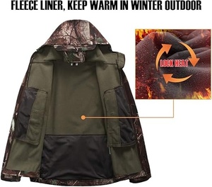 Veste de chasse camouflage d'hiver, doublée polaire, imperméable, pour activités de plein air - Product Image 6