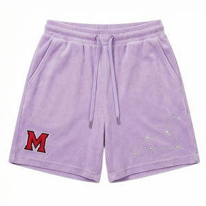 Shorts cargo unisexes en velours, motif uni, étoile en cristal, mode streetwear Europe USA, Maluza Industries, séchage rapide, respirant - Product Image 1