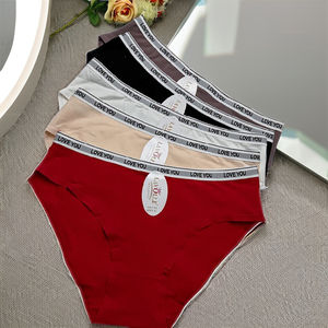 Custom Logo Women's Seamless Cotton Sexy Eco-Friendly <b>Panties</b> Comfort Stretch Mid-Rise <b>G</b>-<b>STRING</b> LOVE YOU Jacquard Elastic - Product Image 3