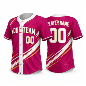 Maillot de baseball en polyester 100 % de haute qualité pour hommes, rayé, à manches courtes, avec fermeture boutonnée sur le devant, en maille respirante, vente en gros - Product Image 4