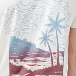 T-shirt pour homme à manches courtes, col rond, blanc, avec imprimé palmier au dos, coupe décontractée, jersey en coton respirant - Product Image 5