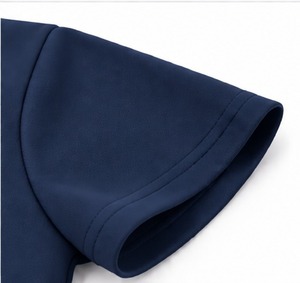 Polo de manga corta azul marino para hombre con cremallera de un cuarto, bordado, liso, informal, uniforme de trabajo, de secado rápido, tejido. - Product Image 2