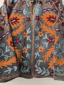 Handmade Breathable Woven Embroidered Velvet Suzani <b>Jacket</b> for Women Boho Floral Artisan <b>Summer</b> Winter Outerwear Cotton Lining - Product Image 6