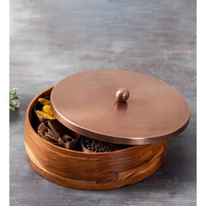 Handcrafted Mango Wood <b>Spice</b> <b>Box</b> with Inlay Design - Wholesale from Moradabad - Product Image 3