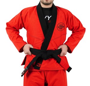 Kimono de BJJ rouge pour homme, Gi d'arts martiaux avec ceinture noire, vêtements d'arts martiaux pour femme, coupe classique, coton durable, taille adulte - Product Image 4