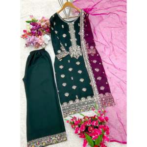 Beau haut pour femme-Ensemble Plazzo et Dupatta pour les fêtes - Product Image 4
