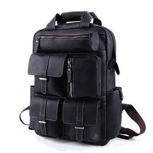 Vintage Genuine Leather 15.6 inch Laptop <b>Backpack</b> Waterproof Travel Rucksack with Anti-Theft Pocket LBP-0401 - Product Image 1