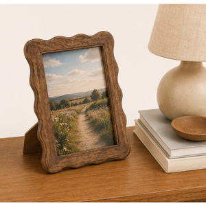 Wholesale Creative Wavy Edge <b>Wooden</b> Photo <b>Frame</b> Rustic Brown Scalloped <b>Picture</b> <b>Frames</b> For Home Desktop Decor & Wedding Gifts - Product Image 4