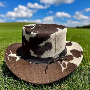 Sombrero de Vaquero de Cuero Ajustable y Elegante 2026, Hecho a Mano, Estilo Occidental, con Pelo de Vaca, para Deportes, Casual, Negocios, Fiestas, Adultos, Aire Libre - Product Image 3