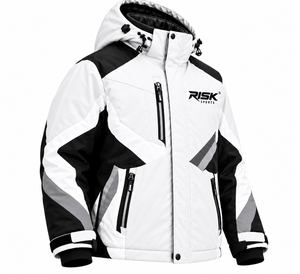 Veste de ski en duvet blanc et noir, veste d'extérieur d'hiver avec capuche, fermeture éclair, sports de neige, unisexe - Product Image 5