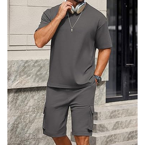 Conjunto de Verano para Hombre, Fabricante, 2 Piezas, Camiseta y Pantalones Cortos Cargo, 220 GSM, Algodón, Estilo Urbano, Tallas Grandes, Suministro al por Mayor OEM - Product Image 4