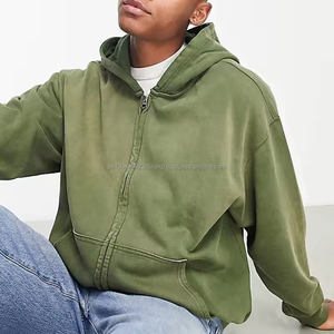 Sweat à capuche délavé au soleil Streetwear French Terry Blank Sweat à capuche délavé à l'acide pour hommes Sweat à capuche zippé personnalisé - Product Image 2