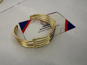 Artisanal Hammered Emossed Brass Metal Worked Gold Plated Size Free <b>Adjustable</b> Unisex New Design Hot selling Cufflink <b>Bracelet</b> - Product Image 4