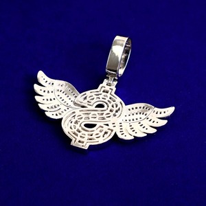 Collar de Plata de Ley con Baño de Rodio, Colgante de Ala con Símbolo de Dólar y Perla de Agua Dulce, Estilo Hip Hop, Lujoso y Brillante, Unisex - Product Image 6