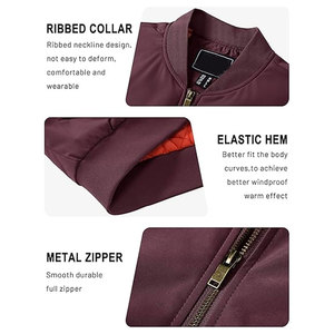 Chaqueta Bomber para Hombre, Otoño Invierno, Cortavientos Cálido, con Cierre Completo, Acolchada, Informal, Elegante, Cómoda, para Uso en Exteriores, Resistente - Product Image 3