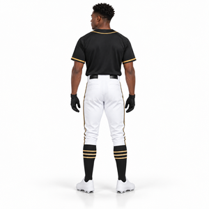 Conjunto de Uniforme de Béisbol para Hombre, Negro, Dorado y Blanco, Poliéster Transpirable, Jersey de Manga Corta, Pantalones, Guantes, Talla Adulto - Product Image 2