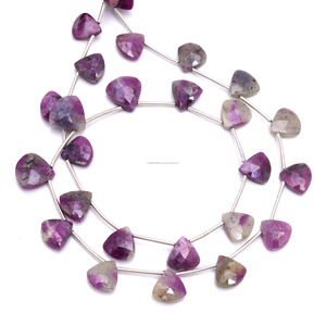 ลูกปัดพลอยรูปหัวใจทรงเหลี่ยม คุณภาพพรีเมียม รับรองคุณภาพ ผลิตจากธรรมชาติ สีชมพู รูบี้โซไซต์ สำหรับทำเครื่องประดับ DIY สร้อยข้อมือ - Product Image 1