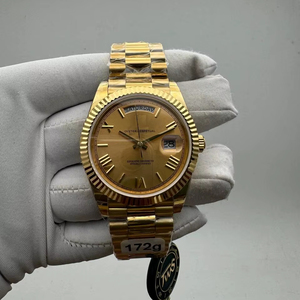 Esfera Dorada de Lujo para Reloj Automático Mecánico de 40 mm, Acero Inoxidable Dorado Completo, Bisel Estriado de Alta Calidad, Movimiento ETA de Zafiro - Product Image 1