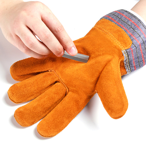 Premium <b>Cow</b> Split Leather Full Finger Heat Resistant Welding Gloves Custom For Men And Women High Quality Safety Work Gloves - Product Image 3
