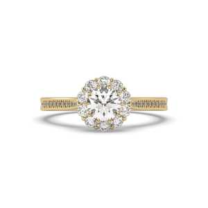 Anillo de diamante cultivado en laboratorio de 1.194 quilates con tachuelas de oro amarillo-Color E VS2 Claridad - Product Image 1