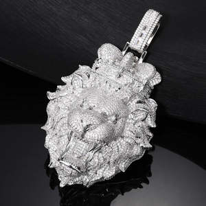 Colgante de Plata 925 con Cara de León y Diamantes de Moissanita Incoloros Chapados en Oro, Estilo Hip Hop, Joyería Fina, Colgantes y Dijes - Product Image 3