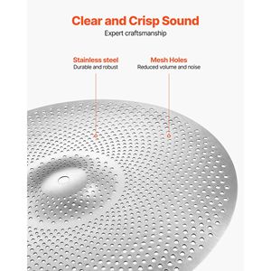 Set di batteria a basso volume con 4 pezzi: Gong silenzioso e piatti, include Hi-Hat da 14 pollici, Crash da 16 pollici, Piatti in lega da 18 pollici - Product Image 3